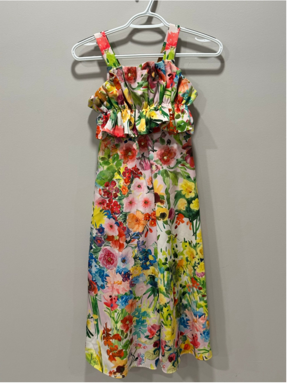 Abel & Lula Floral Casual Dress Size 8 White Multicolor